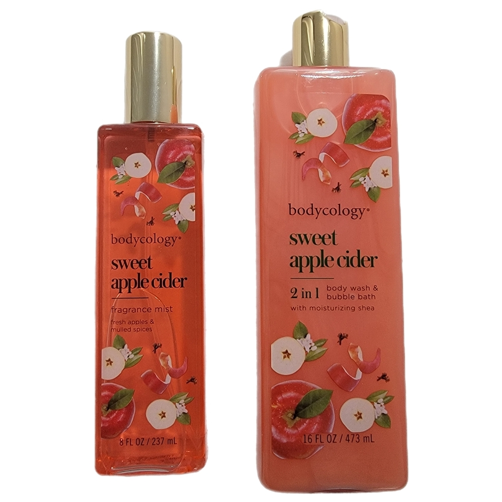 Bodycology Sweet Apple Cider Set Body Mist, 8 Oz. 2 N 1 body wash bubble bath 16